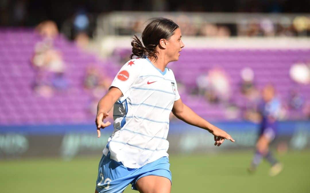 Sam Kerr festeja su hat trick. Foto: Chicago Red Stars website
