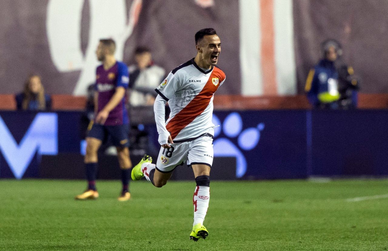 Álvaro García celebra un gol con el Rayo