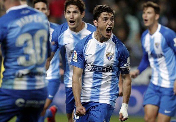 Fede Ricca celebra un gol este pasado curso con el Málaga