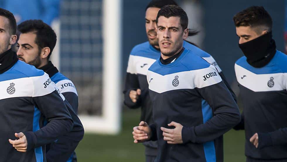 Jairo Morillas en un entrenamiento con el Espanyol