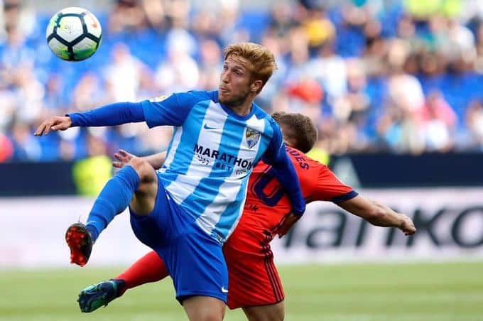 Keko Gontán en un partido con el Málaga en su último año en Primera