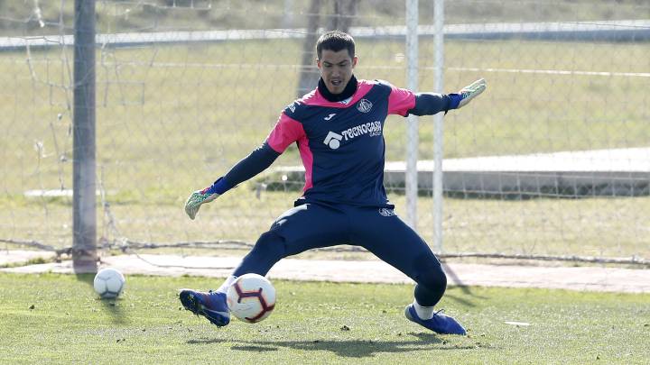 Rubén Yáñez en un entrenamiento con el Getafe