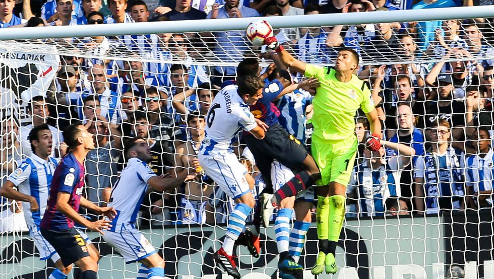 Gero Rulli en un partido contra el FC Barcelona