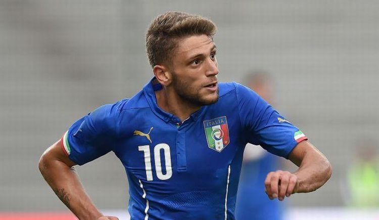 Berardi en un partido con la selección italiana