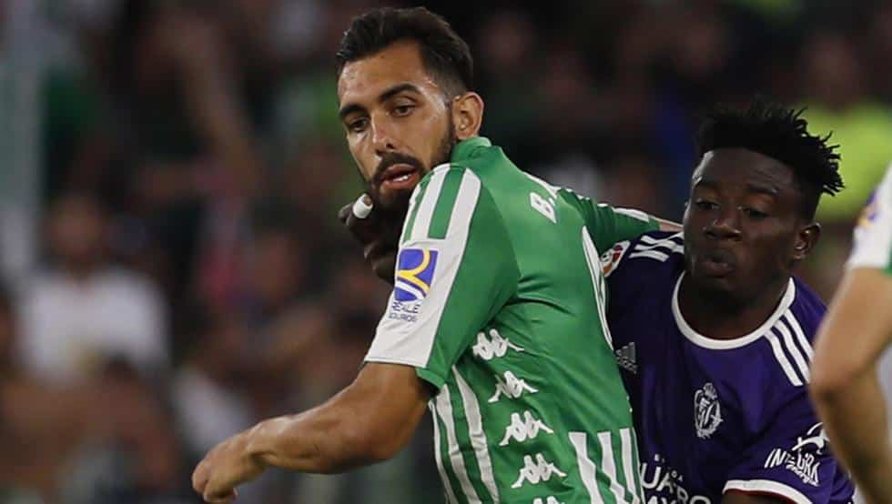 Borja Iglesias en el partido frente al Valladolid