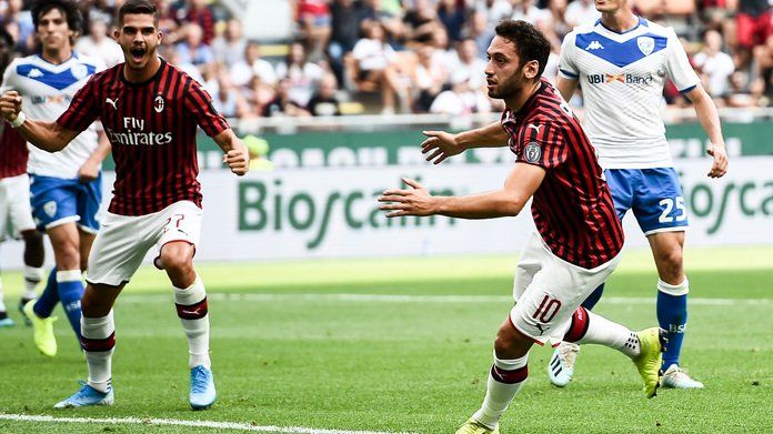 Calhanoglu celebra su gol contra el Brescia – Foto destacada vía: www.milannews24.com