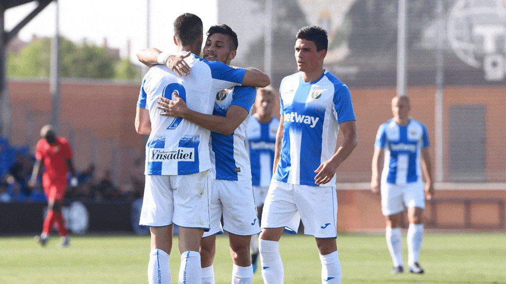 El Leganés celebra uno de sus goles en pretemporada