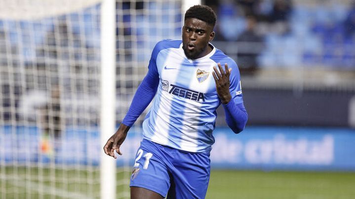 N'Diaye celebra un gol con el Málaga em su anterior etapa