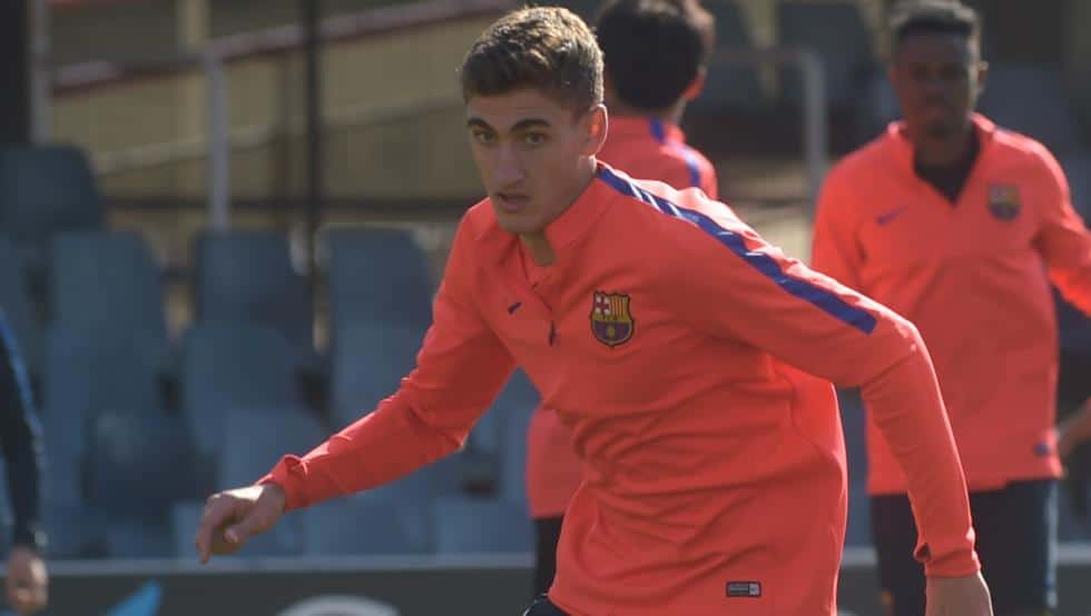 Santi Bueno en un entrenamiento con el FC Barcelona