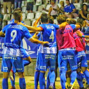 Celebración del gol en el último partido contra el Recreativo Granada.