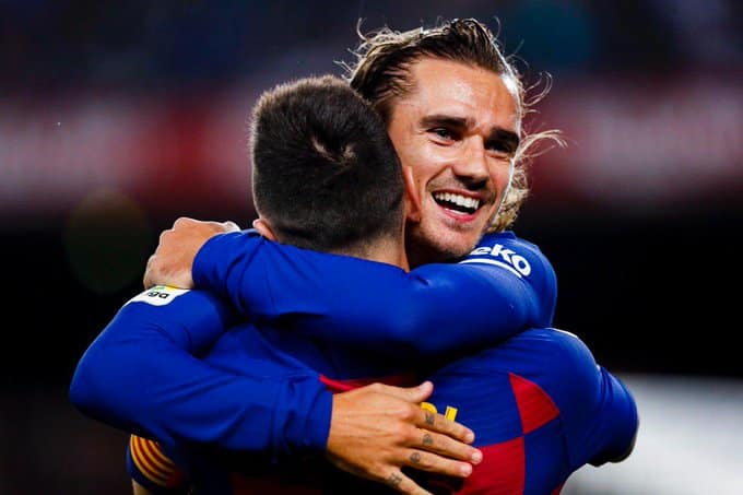 La dupla Griezmann-Messi en la celebración del primer gol.
Fuente: fcbarcelona.com