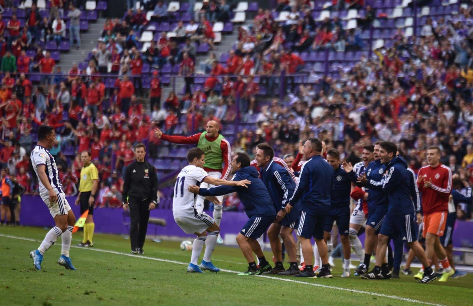 Pablo Hervías celebrando el primer tanto del partido | Foto: Real Valladolid