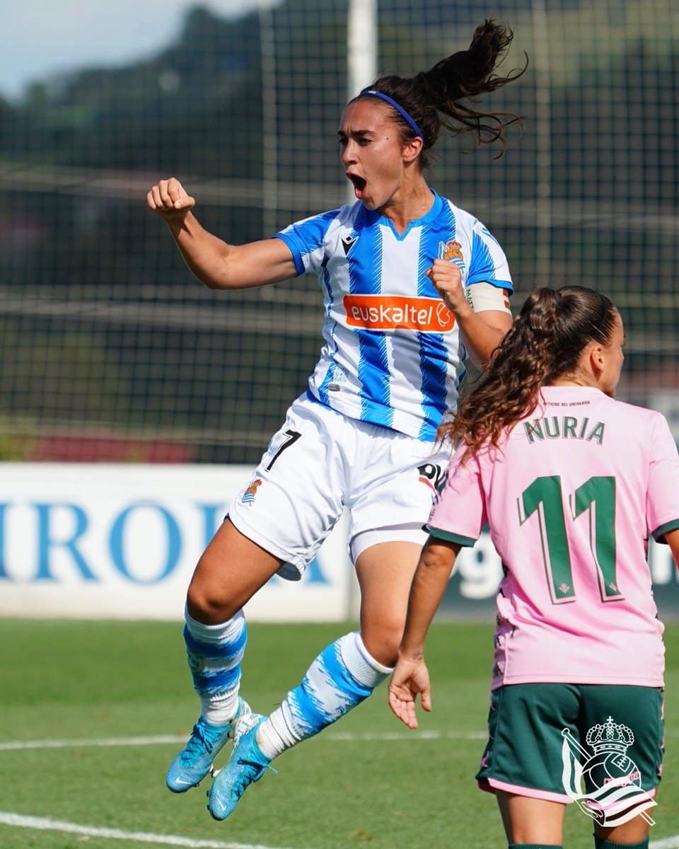 Nahikari celebra tras anotar el primer tanto de la Real Sociedad