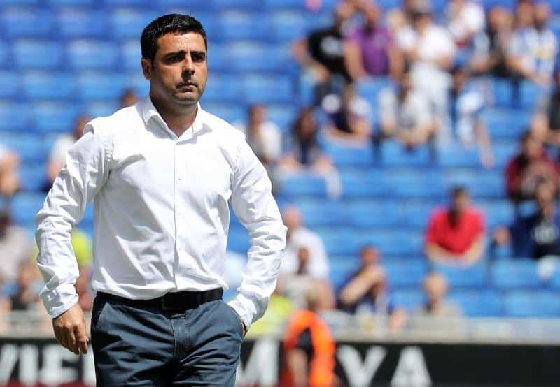 David Gallego en la banda, en un partido del RCD Espanyol