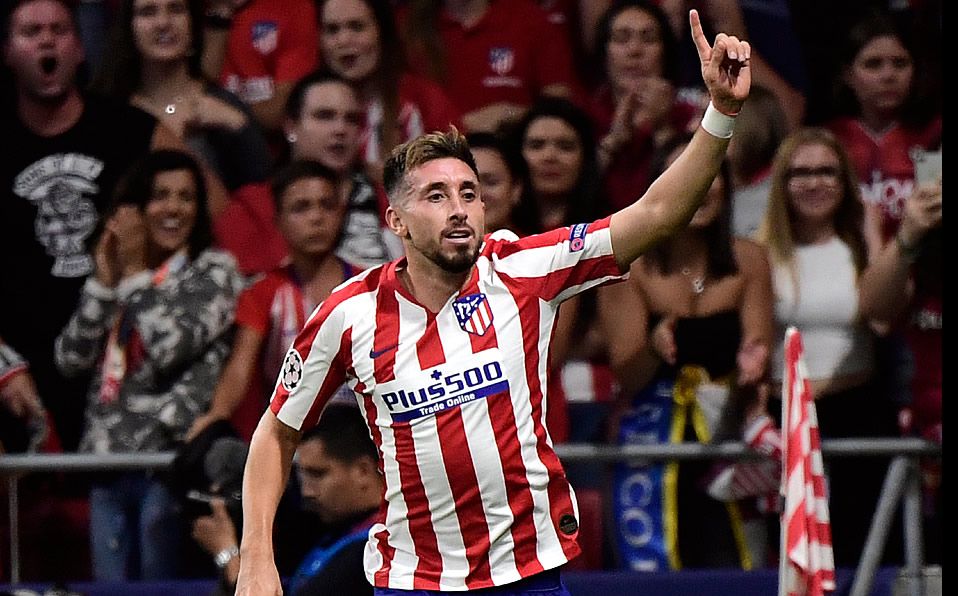 Héctor Herrera celebra su tanto con el Atlético en el último minuto frente a la Juventus