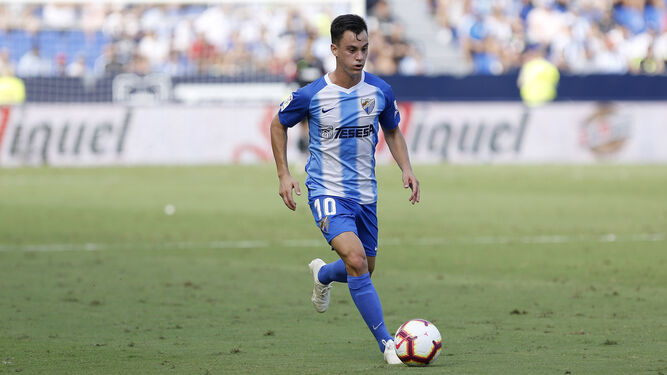 Juanpi Añor en un partido con el Málaga
