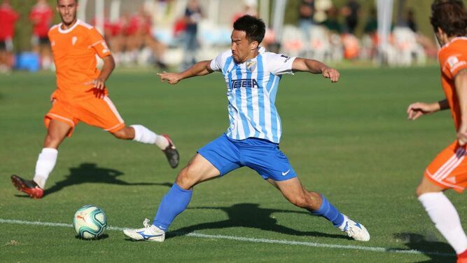 Shinji Okazaki en pretemporada con el Málaga