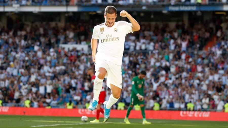 Eden Hazad celebra un gol en un Real Madrid Club de Fútbol - Granada Club de Fútbol. Foto: Real Madrid Club de Fútbol.
