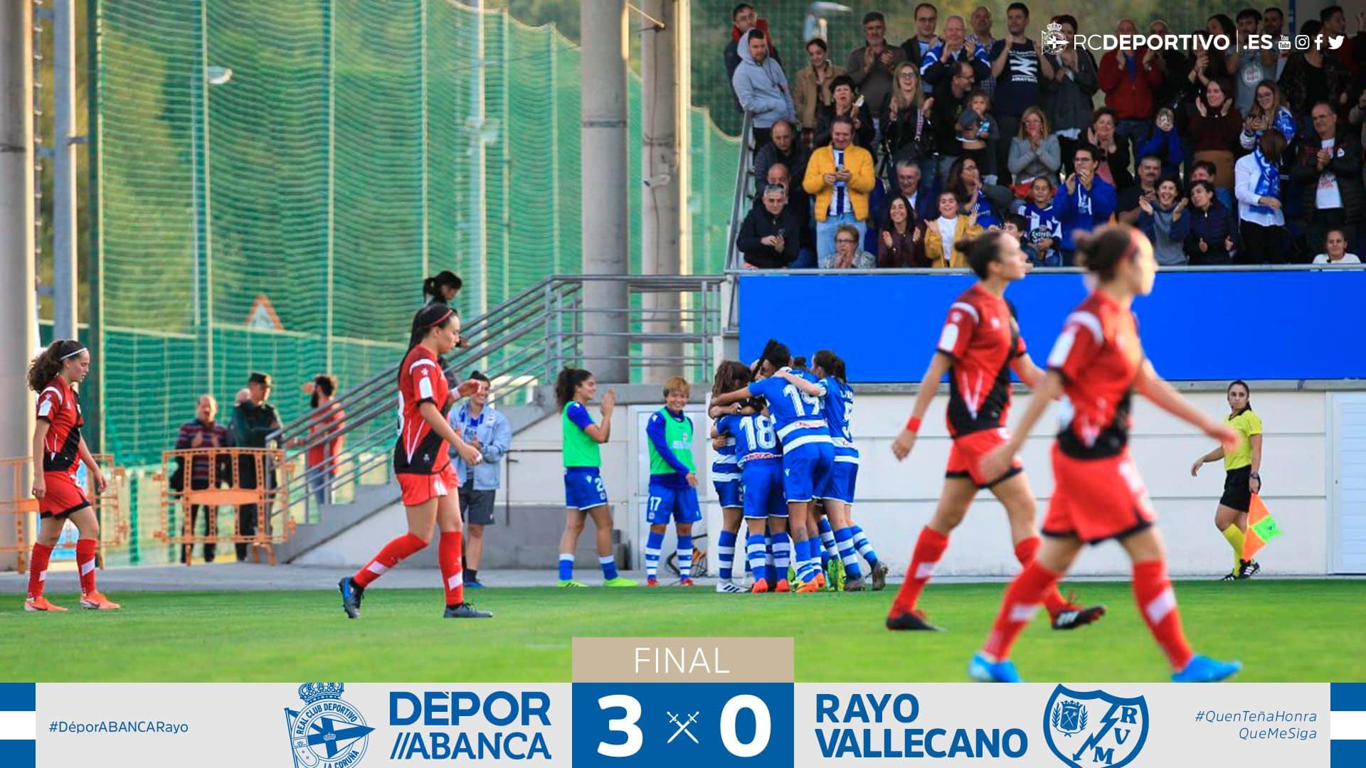Las jugadoras del Deportivo celebran uno de los tres goles.
Fuente: rcdeportivo.es