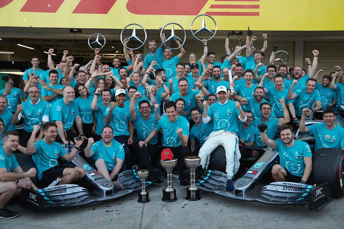 Celebración de Mercedes AMG Petronas del sexto Campeonato de Constructores consecutivo. Cortesía: @LewisHamilton