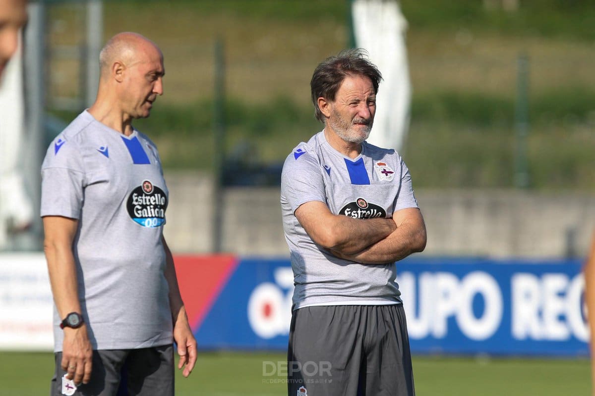 Anquela en un entrenamiento con el Dépor