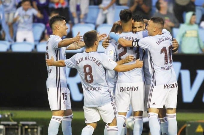 Jugadores del Celta celebrando un gol