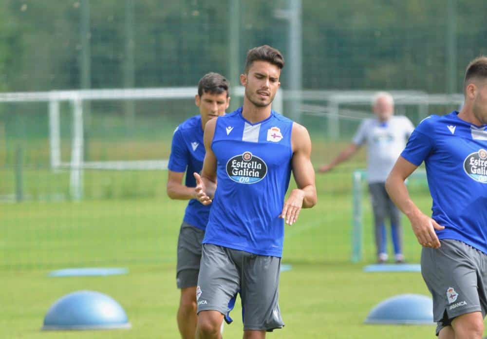 Luis Ruiz en un entrenamiento con el Deportivo