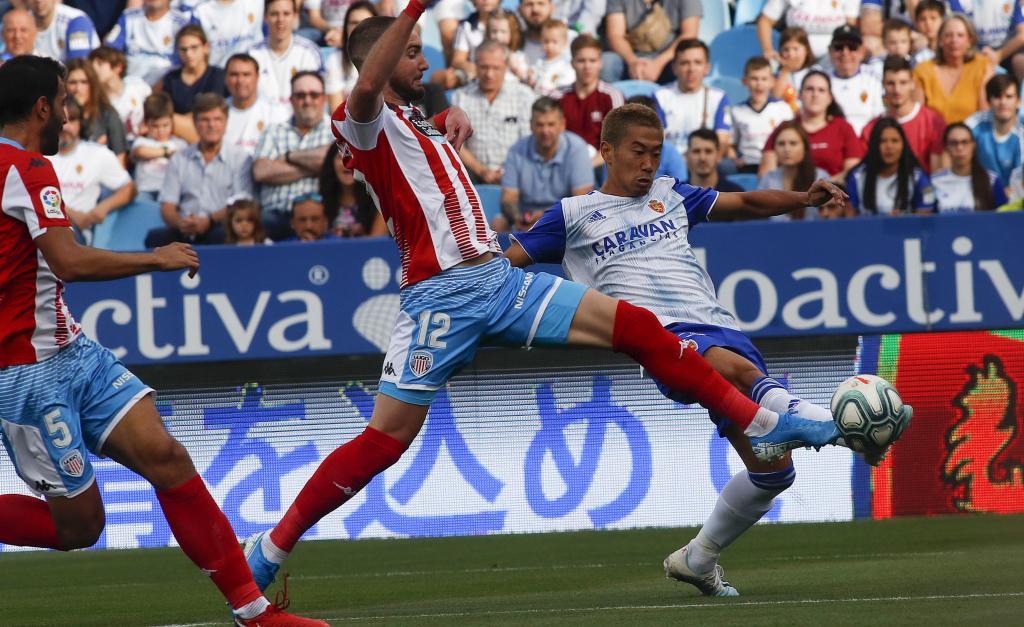 Peybernes con el CD Lugo en el encuentro disputado en La Romareda