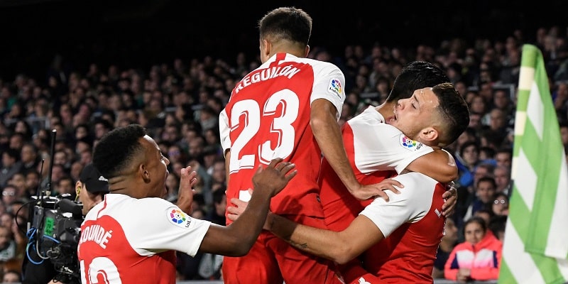 Celebración del tanto de Ocampos frente al Betis | Imagen: Sevilla FC