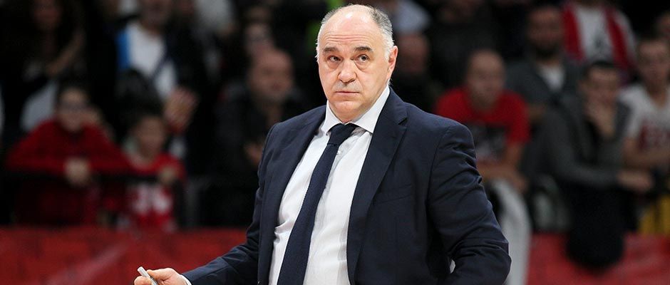 Pablo Laso en un partido como entrenador del Real Madrid.