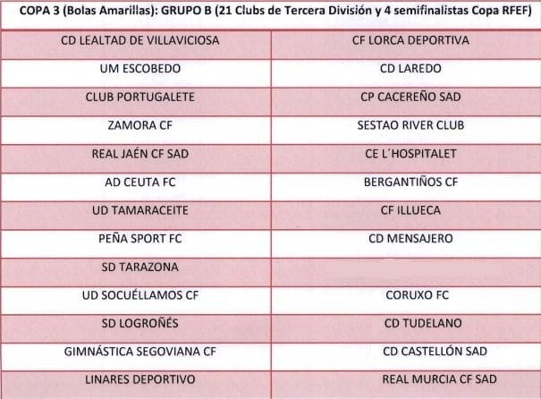 Copa 3. Equipos de Tercera División y semifinalistas de la Copa RFEF