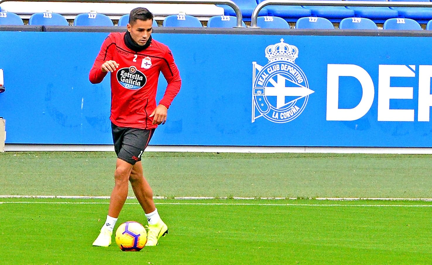 David Simón en un entrenamiento con el Deportivo