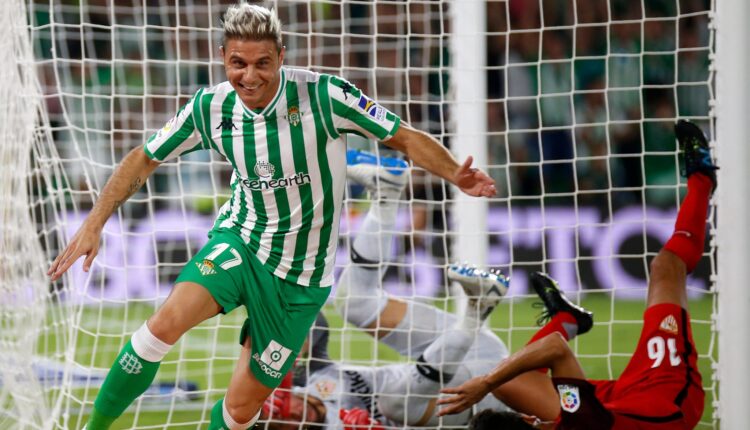 Joaquín celebra el tanto que le daría la victoria al Real Betis en el último derbi jugado en el Benito Villamarín