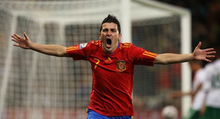 David Villa celebra el gol a Portugal en los octavos de final del Mundial de Sudáfrica en 2010