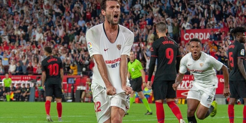 Franco Vázquez celebra un tanto frente al Atlético de Madrid