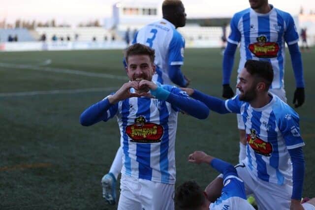 Ramón (Ejea) celebra el gol de la victoria la pasada jornada