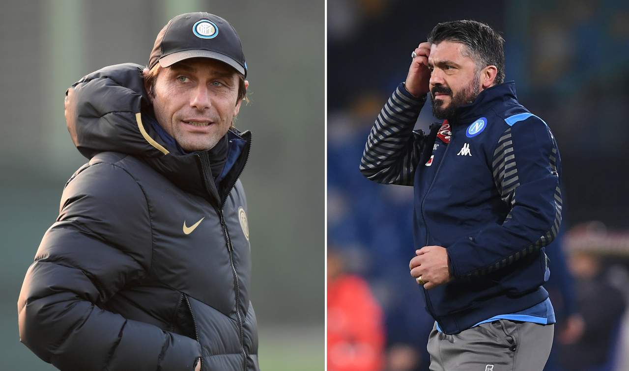 Conte(Inter de Milán) vs Gattuso(Nápoles) – Foto destacada vía: www.milanlive.it