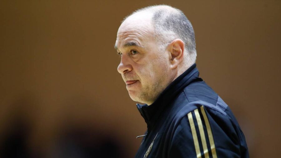 Pablo Laso en un entrenamiento como entrenador del Real Madrid.