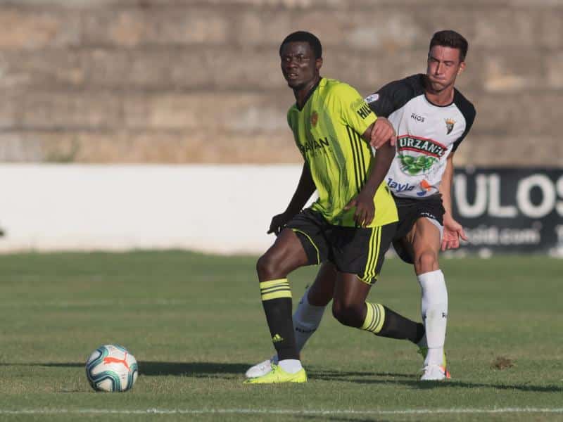 Bikoro en un partido de la pasada pretemporada ante el Tudelano