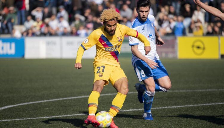 Lance del juego la pasada jornada entre Barça ‘B’ y el Prat