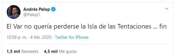 Tweet de Andrés Palop