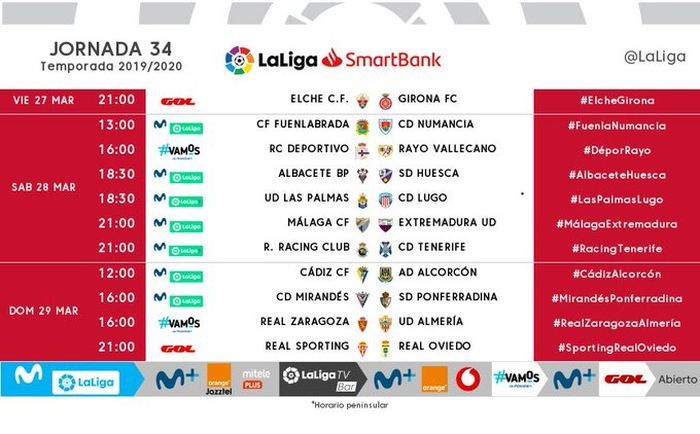 Horarios Jornada 34