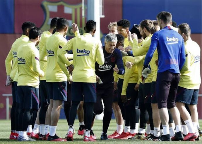 Un entrenamiento del FC Barcelona esta campaña