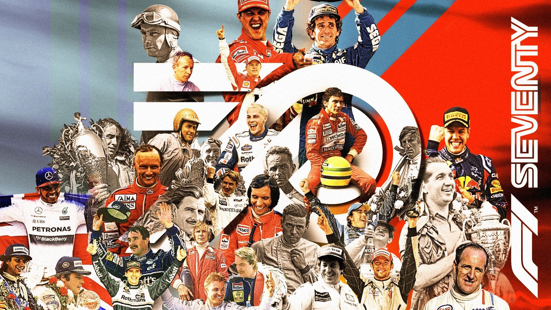 Con esta imagen, la Fórmula 1 le rinde homenaje a 70 años de convivencia entre la velocidad, el peligro, el hombre y la máquina. Imagen: @F1 Twitter.