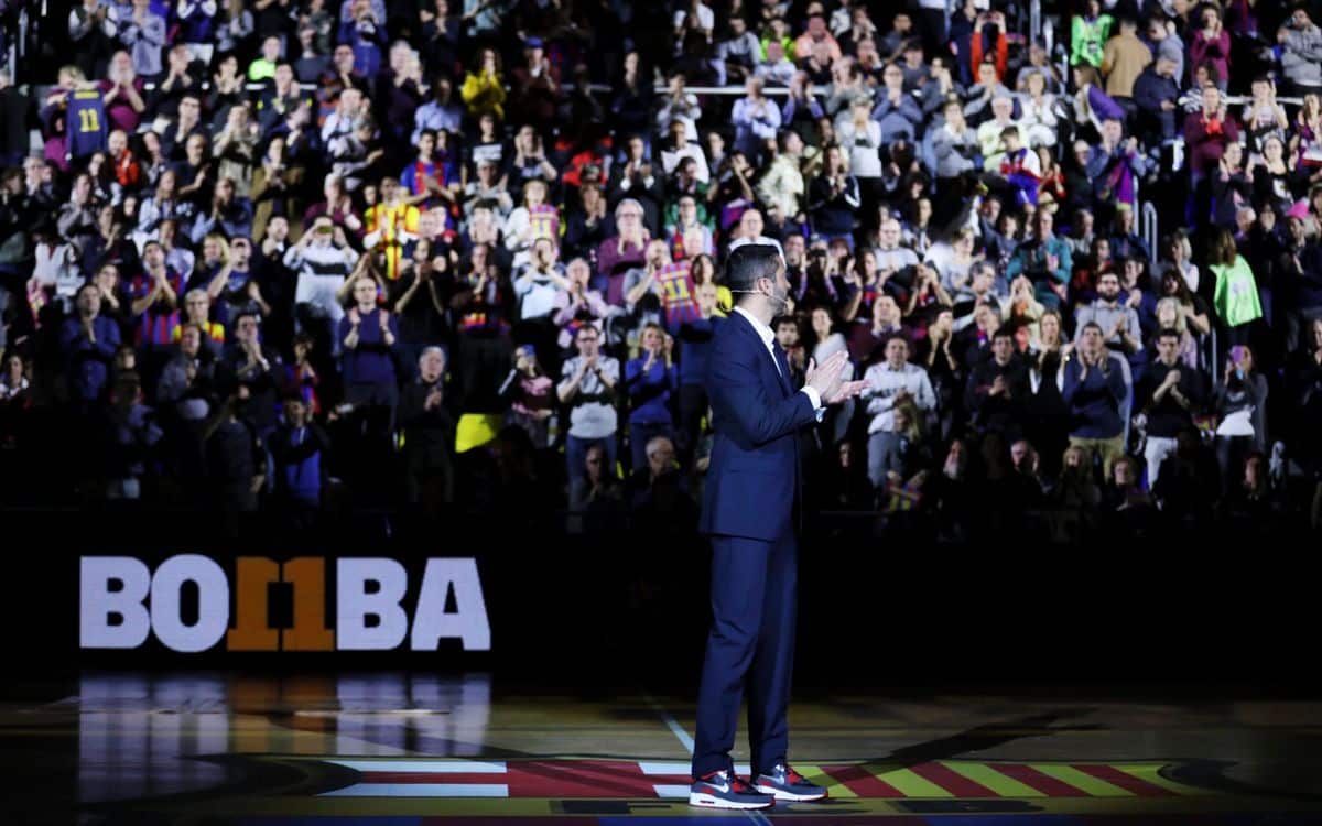 Juan Carlos Navarro en el dia que le retiraron la camiseta en el Palau Blaugrana (Fuente: Web FC Barcelona)
