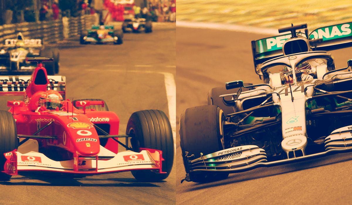Michael Schumacher y Lewis Hamilton, por el trono en la historia de la Fórmula 1. Imagen: carthrottle.com