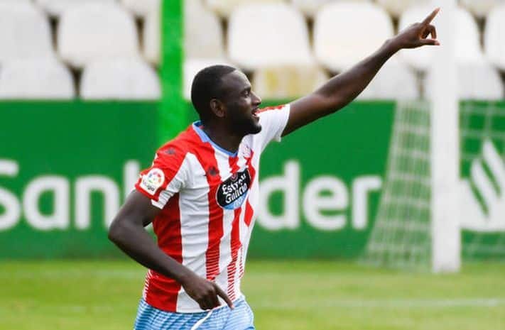 Mouctar El Hacen celebra un gol en los Campos de Sport de El Sardinero