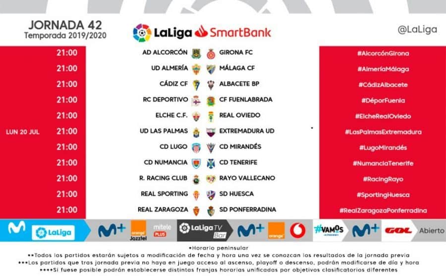 Horarios jornada 42