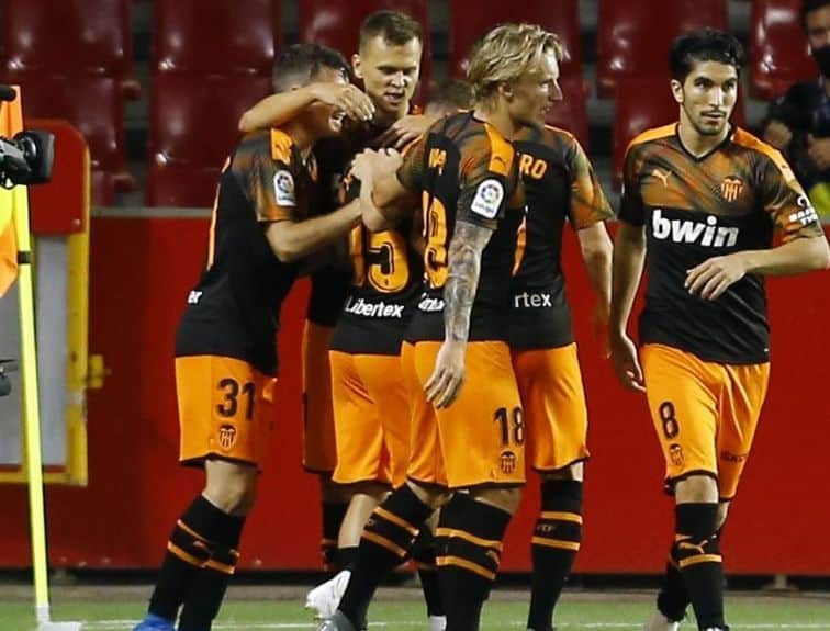 Celebración de un gol del Valencia