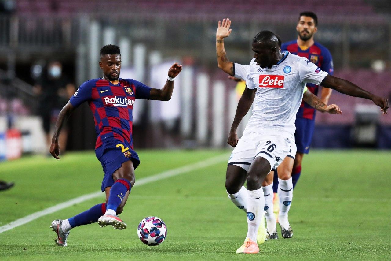 Semedo, que cuajó una buena primera parte, intentando driblar a Koulibaly